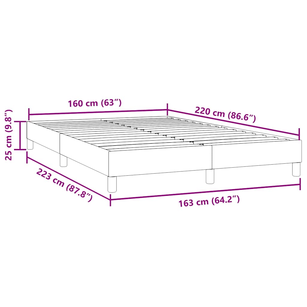 vidaXL Łóżko typu Box Spring bez materaca Ciemnoniebieskie 160x220 cm