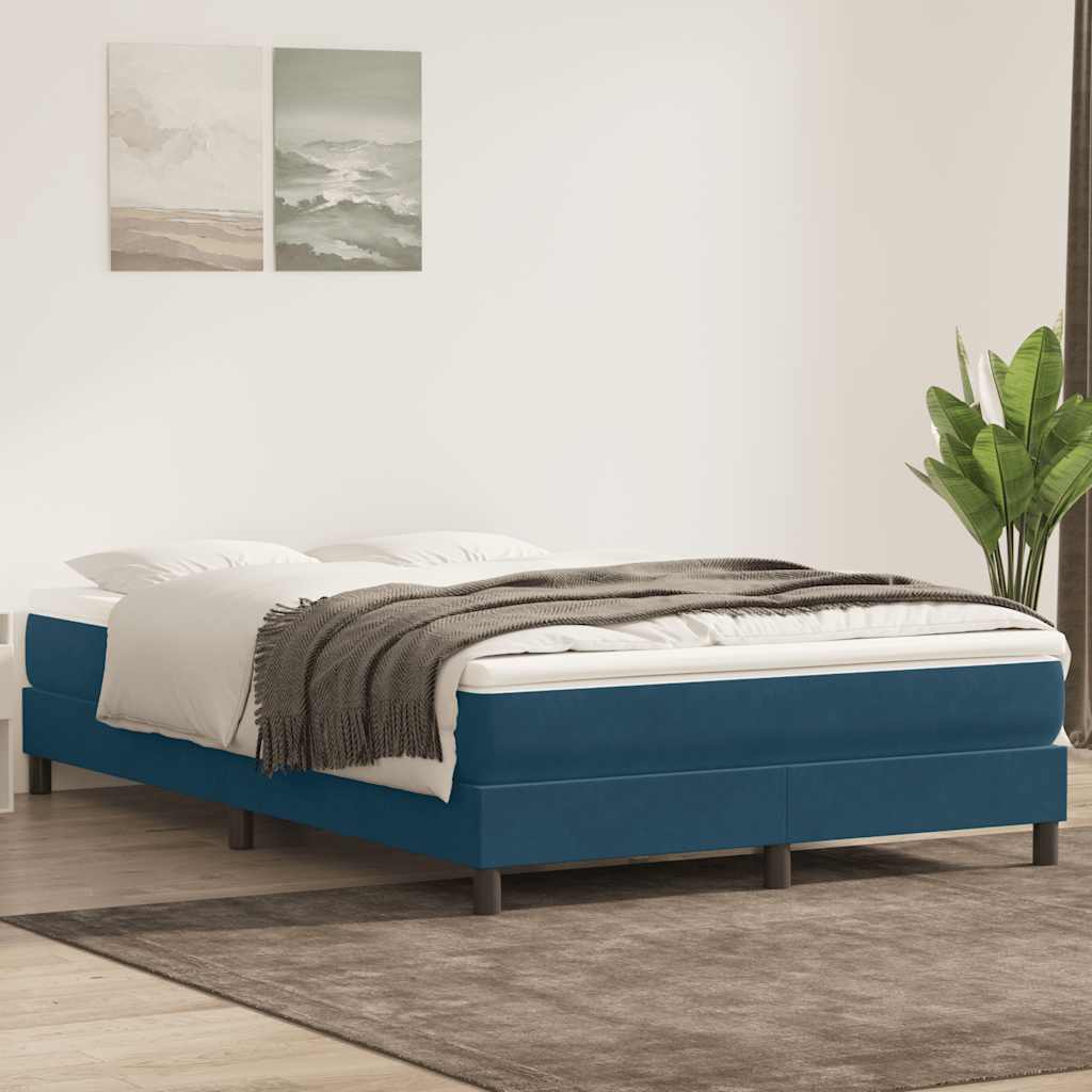 vidaXL Łóżko typu Box Spring bez materaca Ciemnoniebieskie 160x220 cm