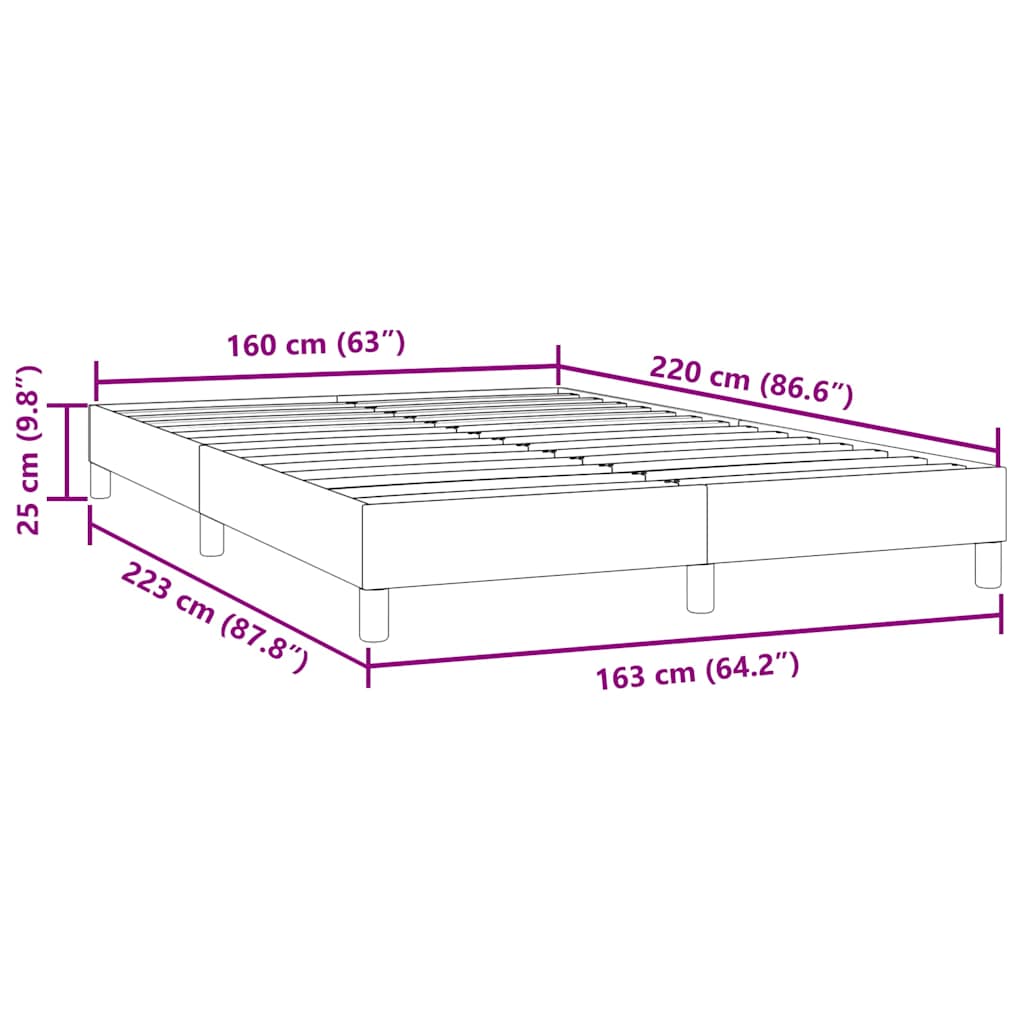 vidaXL Łóżko Box Spring bez materaca Różowe 160x220 cm Aksamit