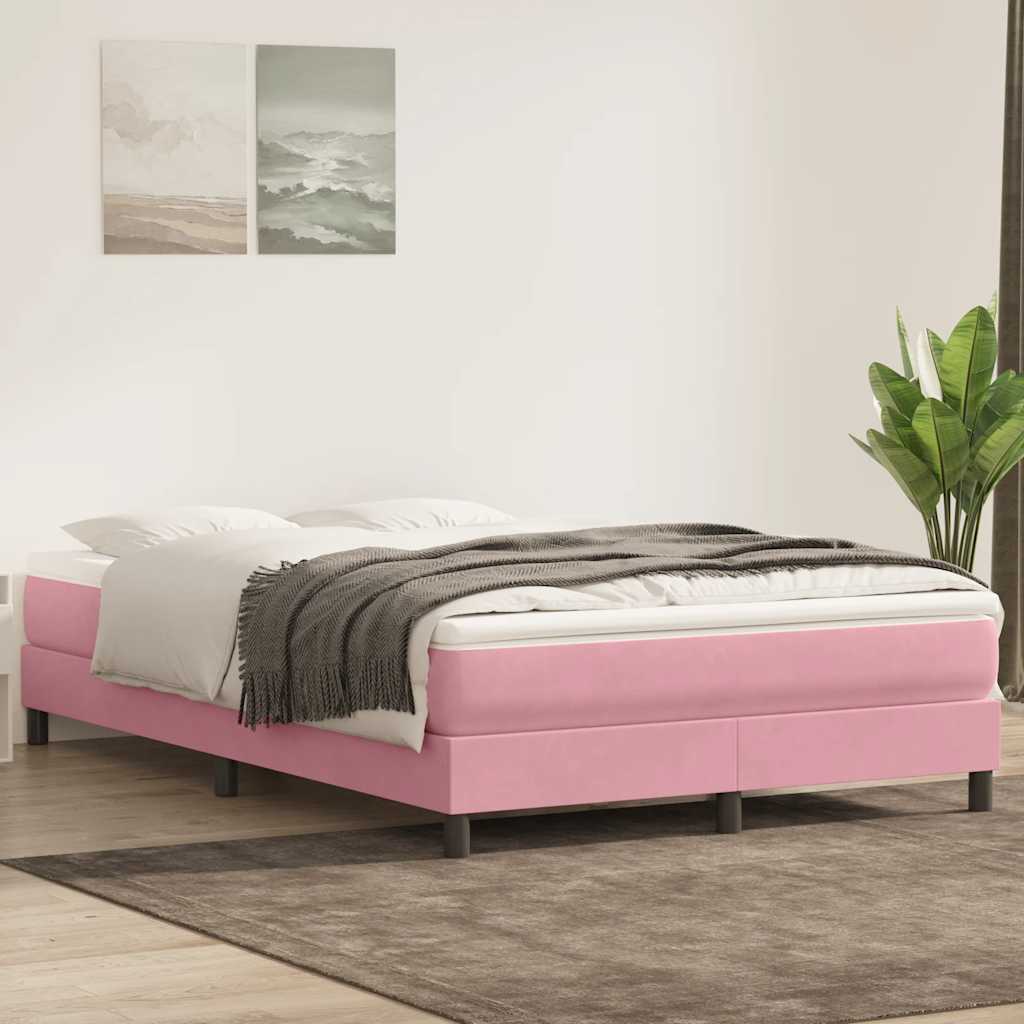 vidaXL Łóżko Box Spring bez materaca Różowe 160x220 cm Aksamit