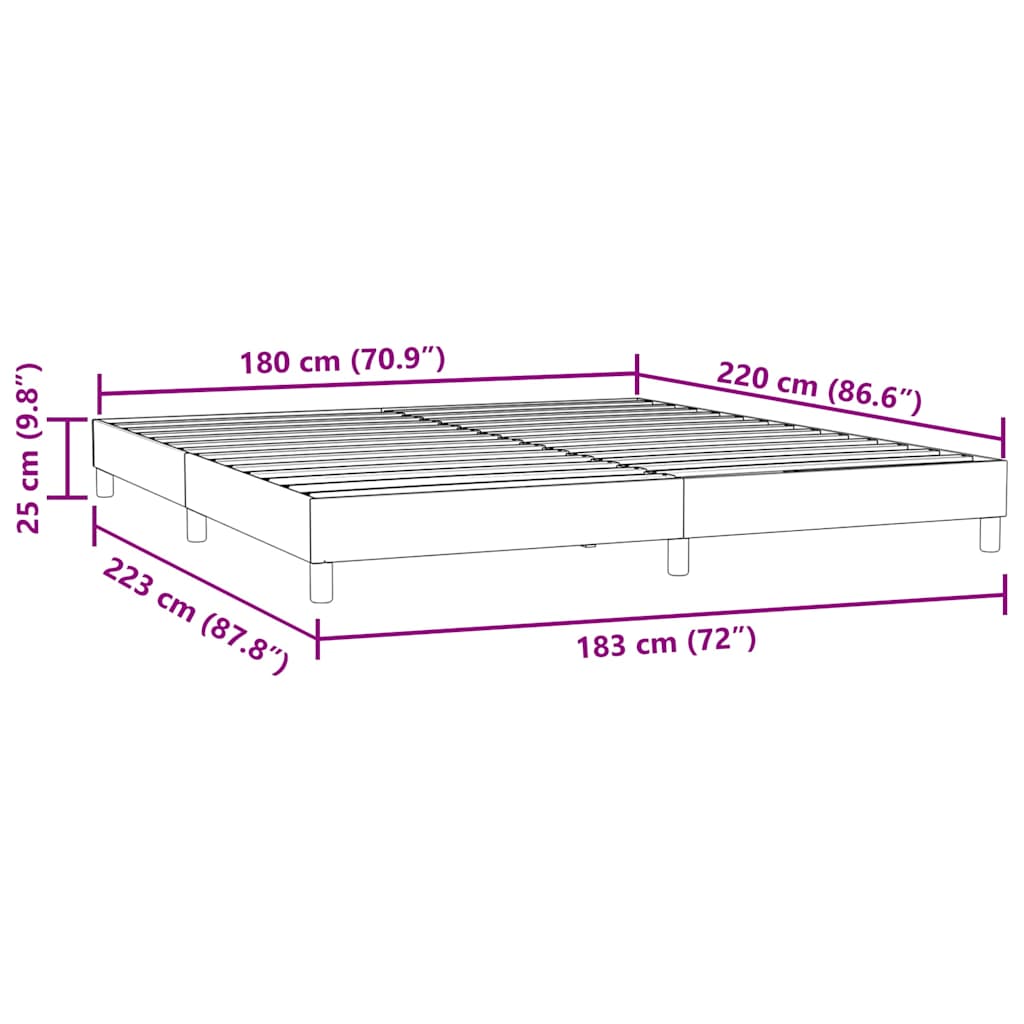 vidaXL Łóżko Box Spring bez materaca Jasnoszary 180x220 cm Aksamit