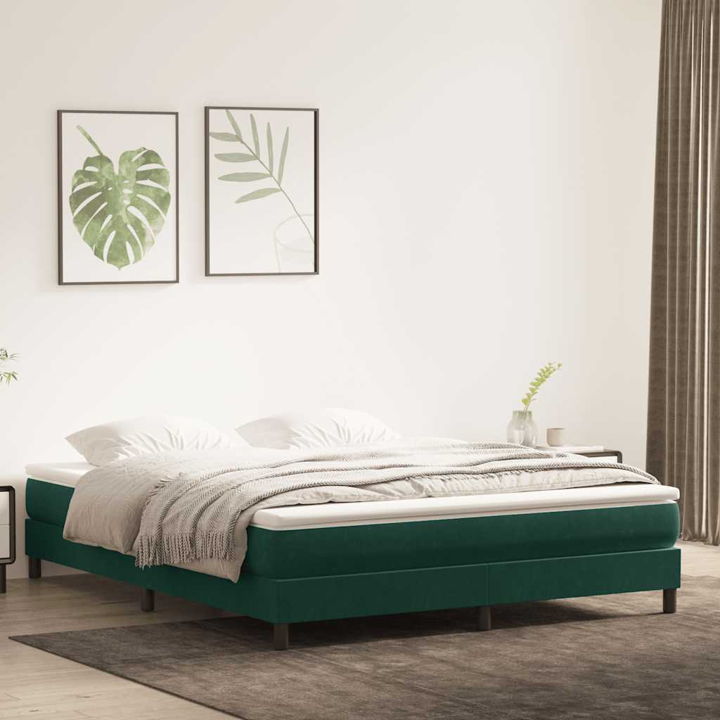 vidaXL Łóżko typu Box Spring bez materaca Ciemnozielone 180x220 cm