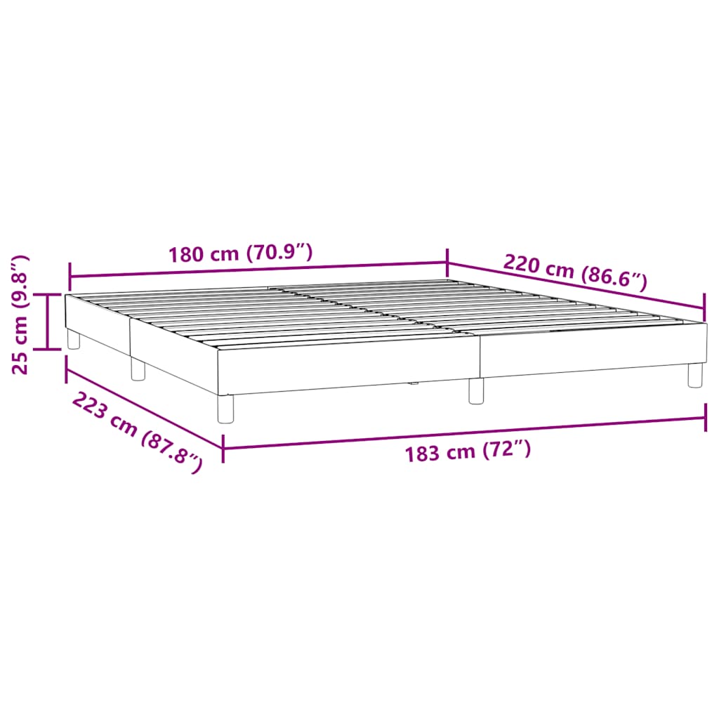 vidaXL Łóżko typu Box Spring bez materaca Ciemnoniebieskie 180x220 cm