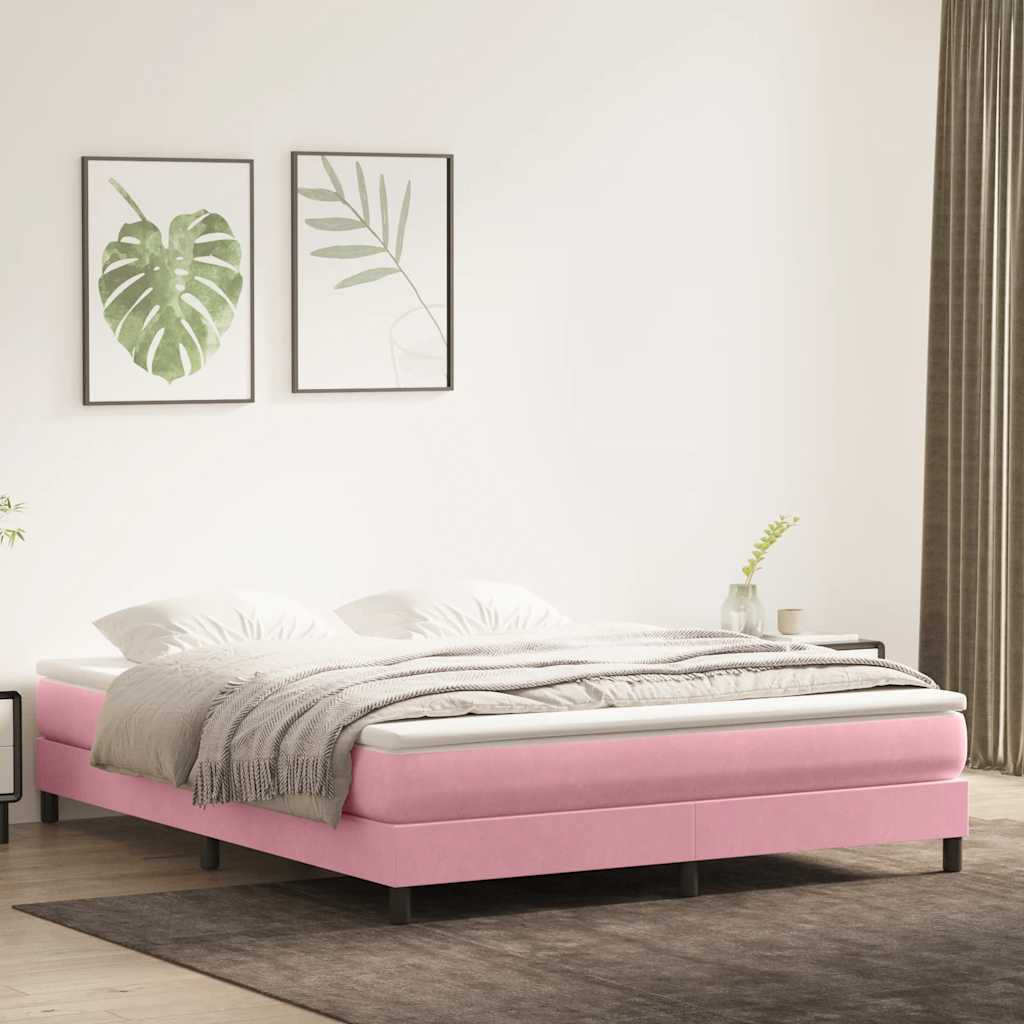 vidaXL Łóżko Box Spring bez materaca Różowe 180x220 cm Aksamit
