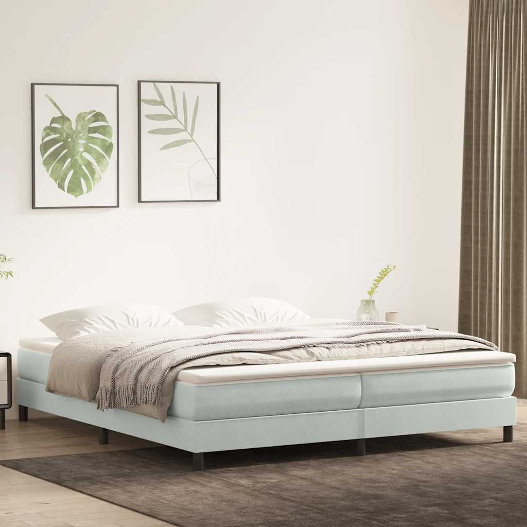 vidaXL Łóżko Box Spring bez materaca Jasnoszary 200x220 cm Aksamit