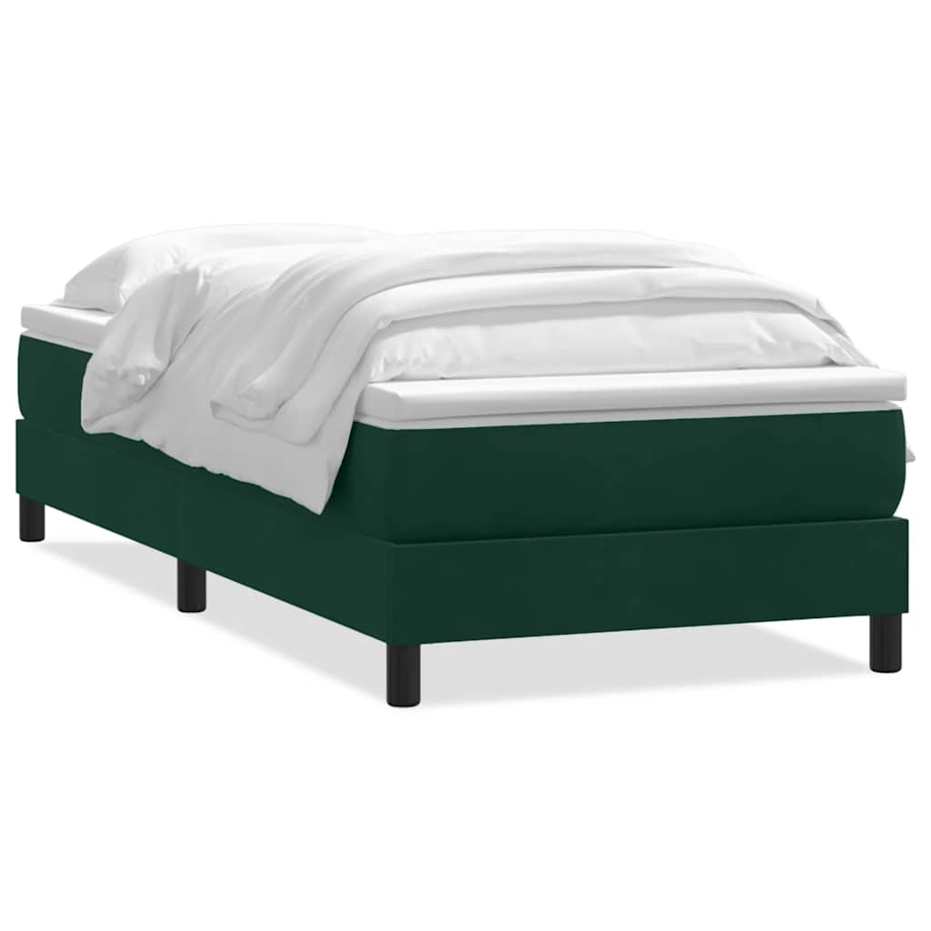 vidaXL Łóżko typu Box Spring bez materaca Ciemnozielone 200x220 cm