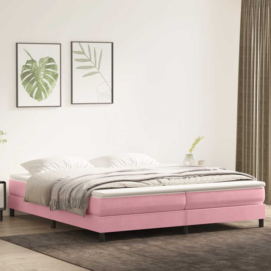 vidaXL Łóżko Box Spring bez materaca Różowe 200x220 cm Aksamit