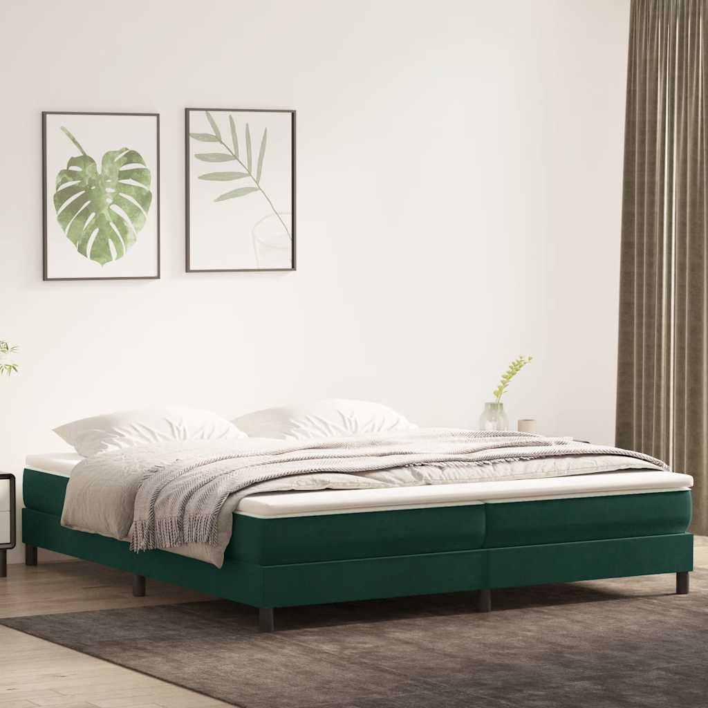 vidaXL Łóżko typu Box Spring z materacem Ciemnozielone 180x220 cm
