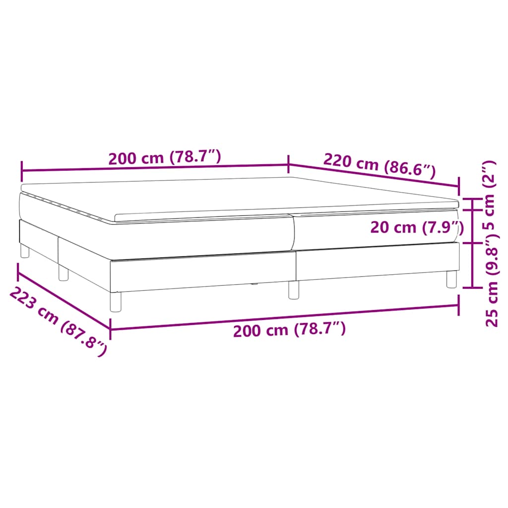 vidaXL Łóżko typu Box Spring z materacem Czarny 200x220 cm Aksamit