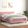 vidaXL Łóżko kontynentalne z materacem, różowe, 140x210 cm, aksamit