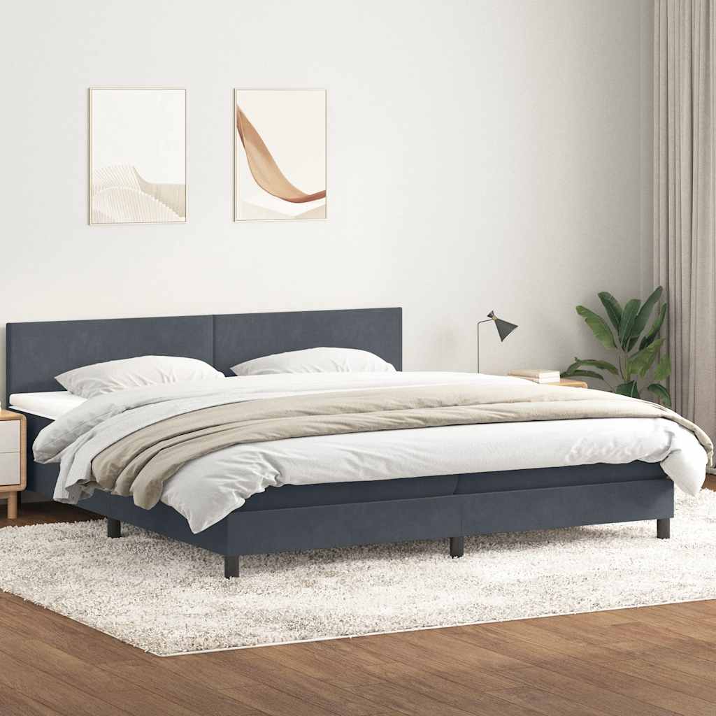 vidaXL Łóżko kontynentalne z materacem, ciemnoszare, 180x210cm aksamit