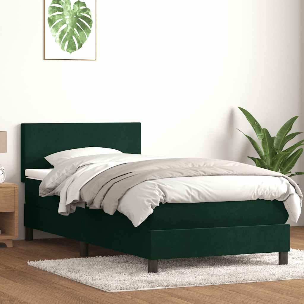 vidaXL Łóżko kontynentalne z materacem ciemnozielony aksamit 80x220 cm