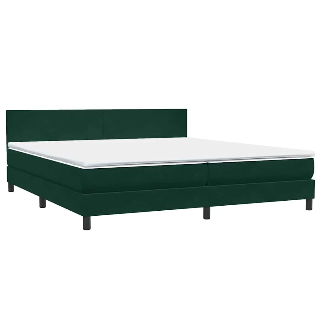 vidaXL Łóżko typu Box Spring z materacem Ciemnozielone 180x220 cm