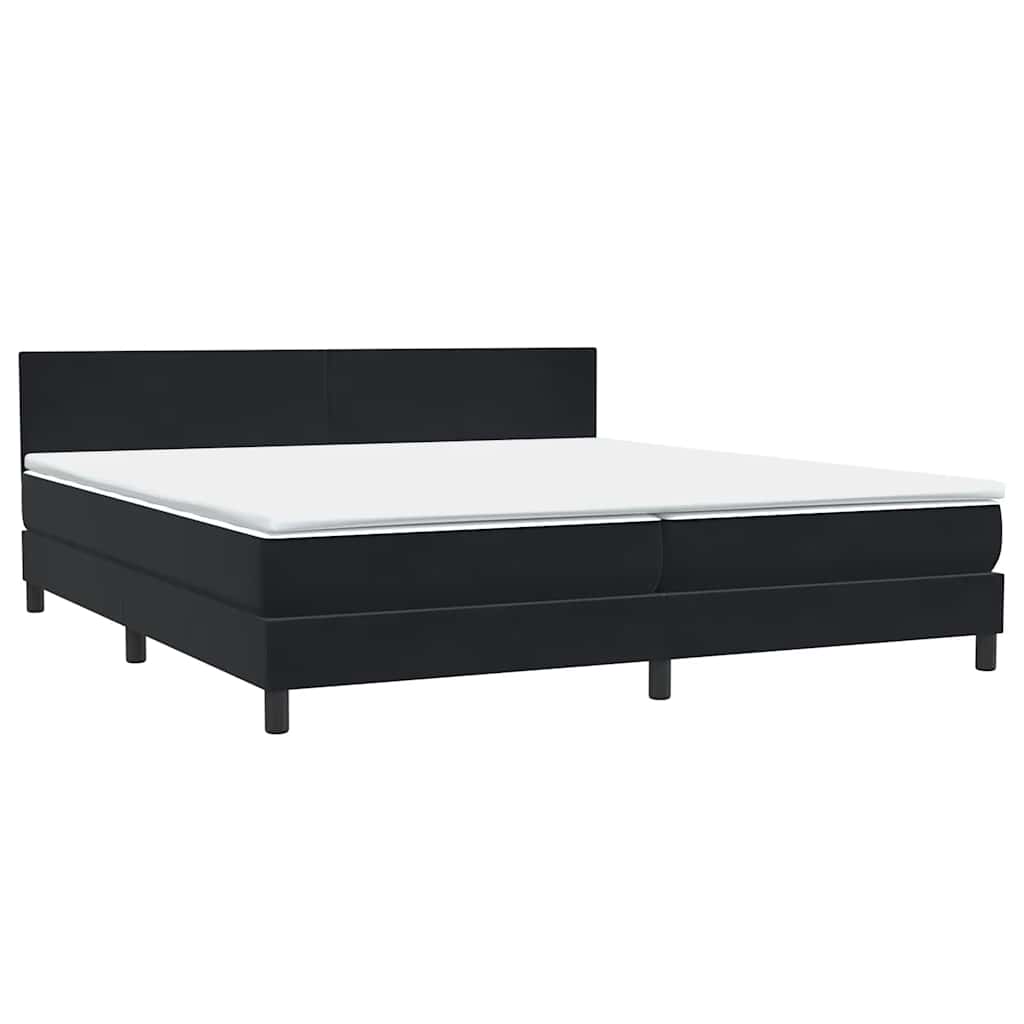 vidaXL Łóżko typu Box Spring z materacem Czarny 200x220 cm Aksamit