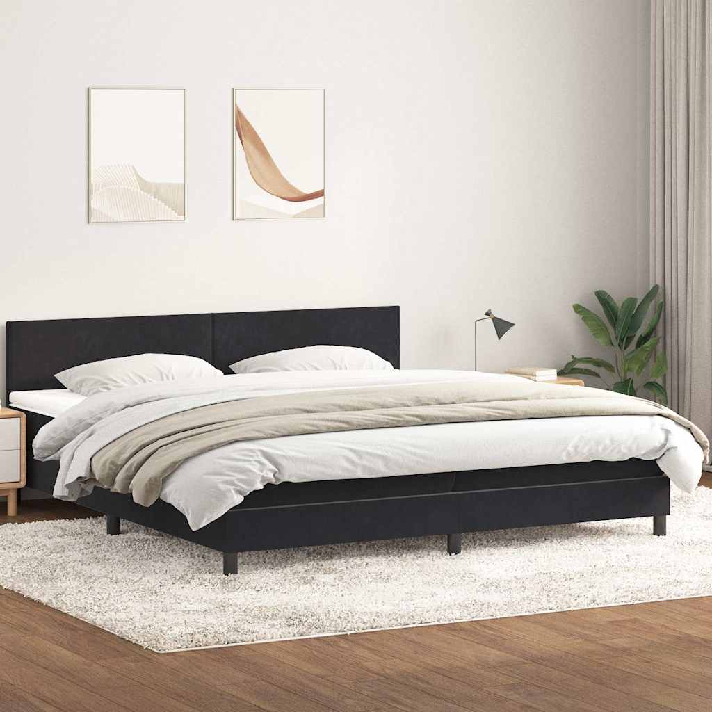 vidaXL Łóżko typu Box Spring z materacem Czarny 200x220 cm Aksamit