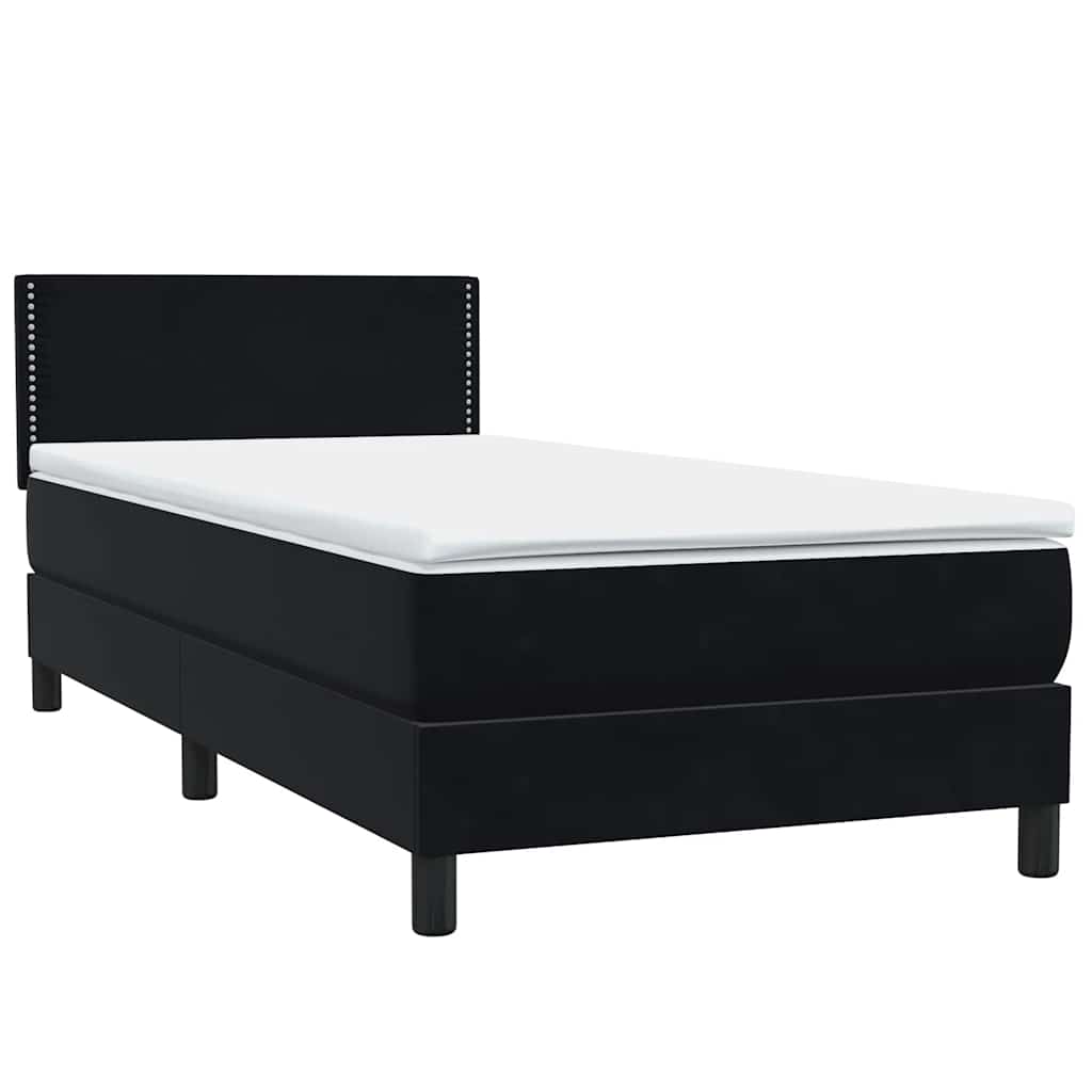 vidaXL Łóżko kontynentalne z materacem, czarne, aksamit 90x210 cm
