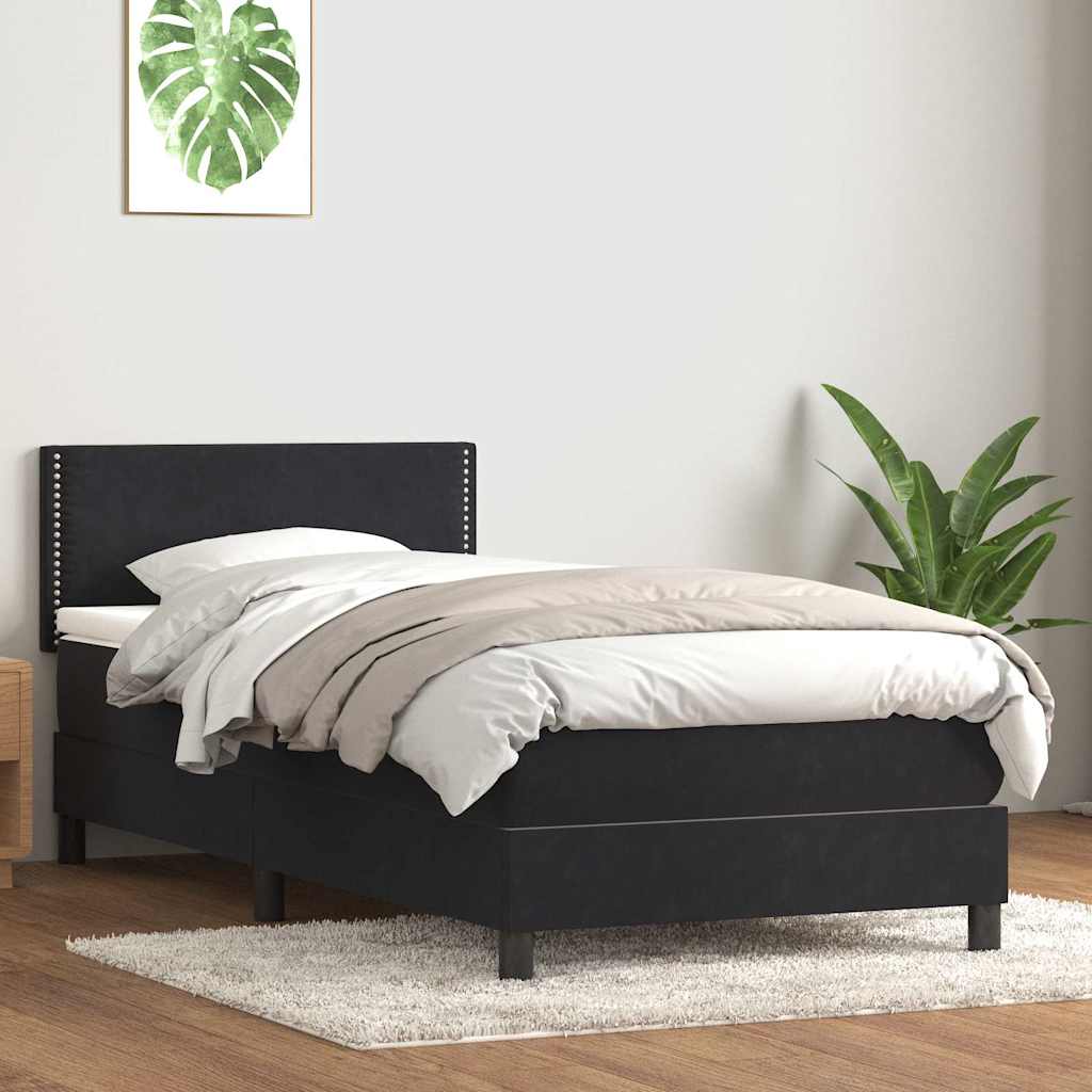 vidaXL Łóżko kontynentalne z materacem, czarne, 80x220 cm