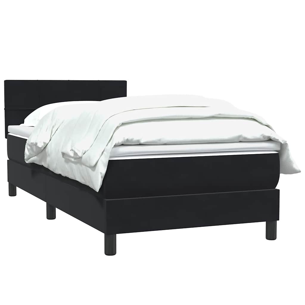 vidaXL Łóżko kontynentalne z materacem, czarne, aksamit 90x210 cm