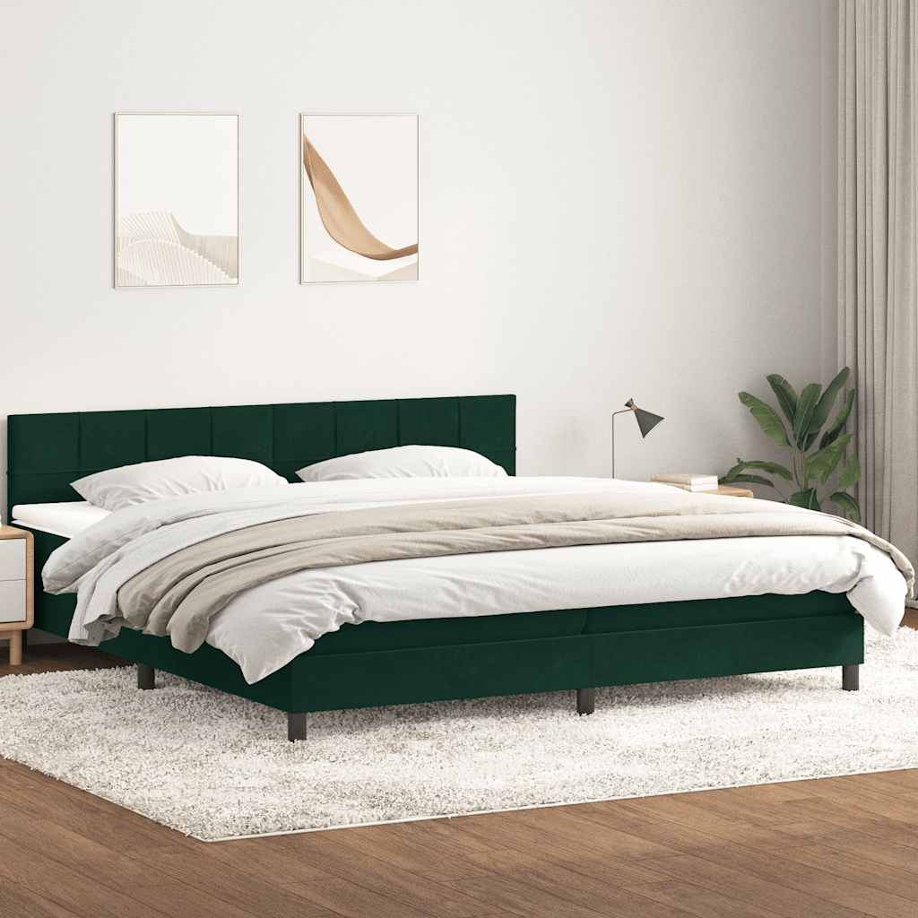 vidaXL Łóżko typu Box Spring z materacem Ciemnozielone 180x220 cm