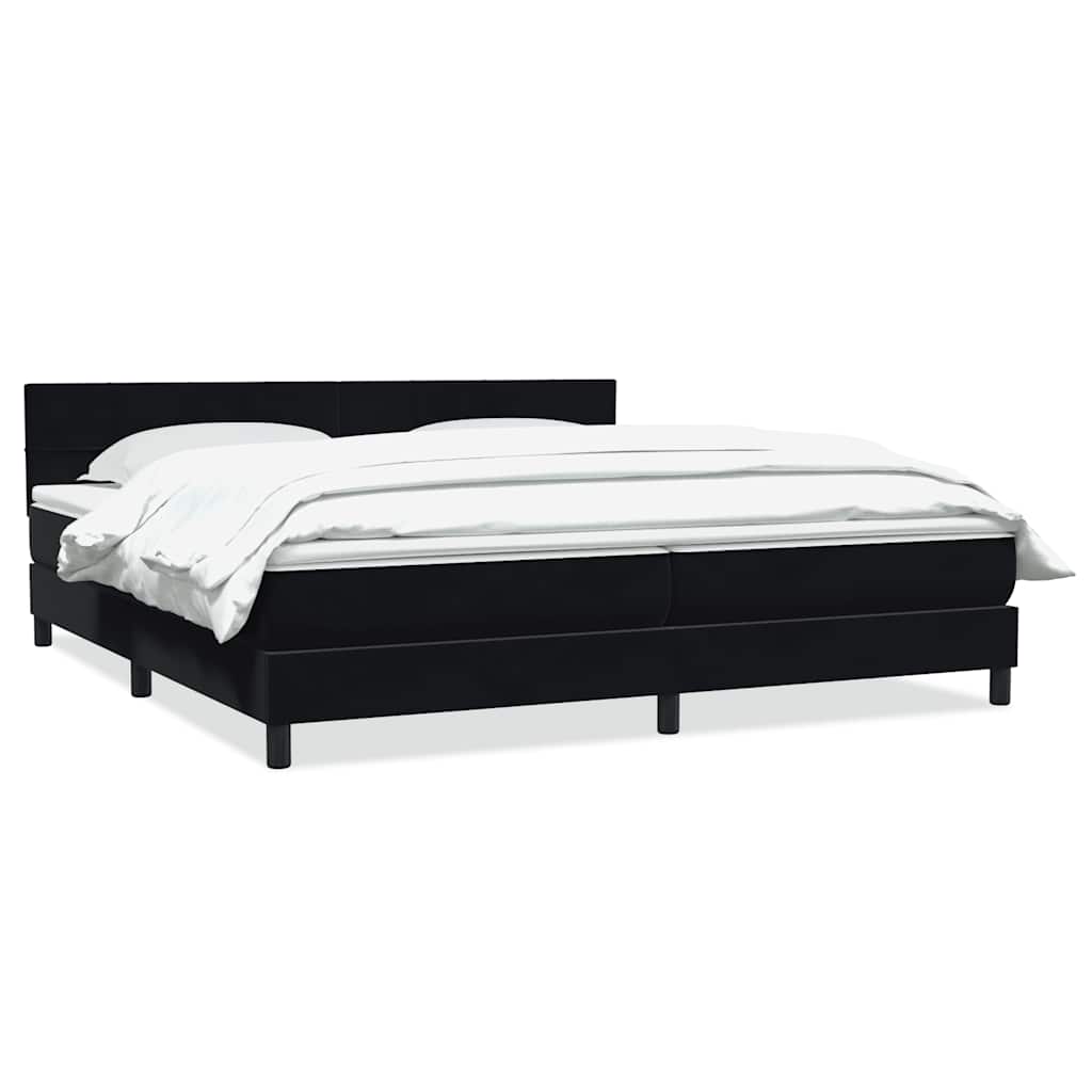 vidaXL Łóżko typu Box Spring z materacem Czarny 200x220 cm Aksamit