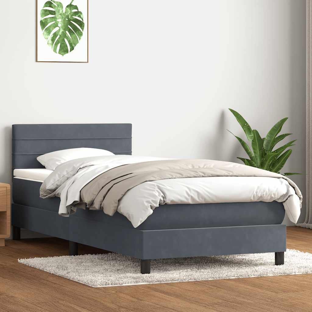 vidaXL Łóżko kontynentalne z materacem, ciemnoszary aksamit, 80x210 cm