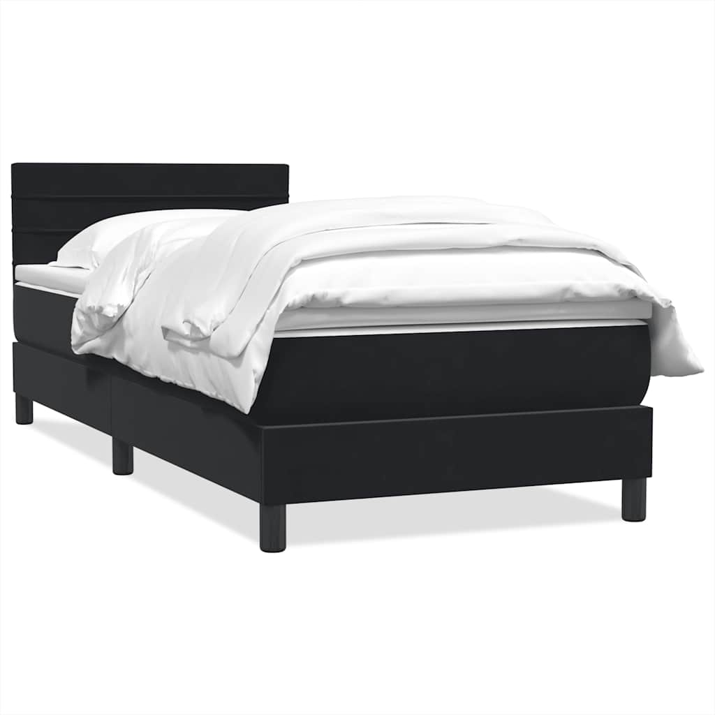 vidaXL Łóżko kontynentalne z materacem, czarne, aksamit 90x210 cm