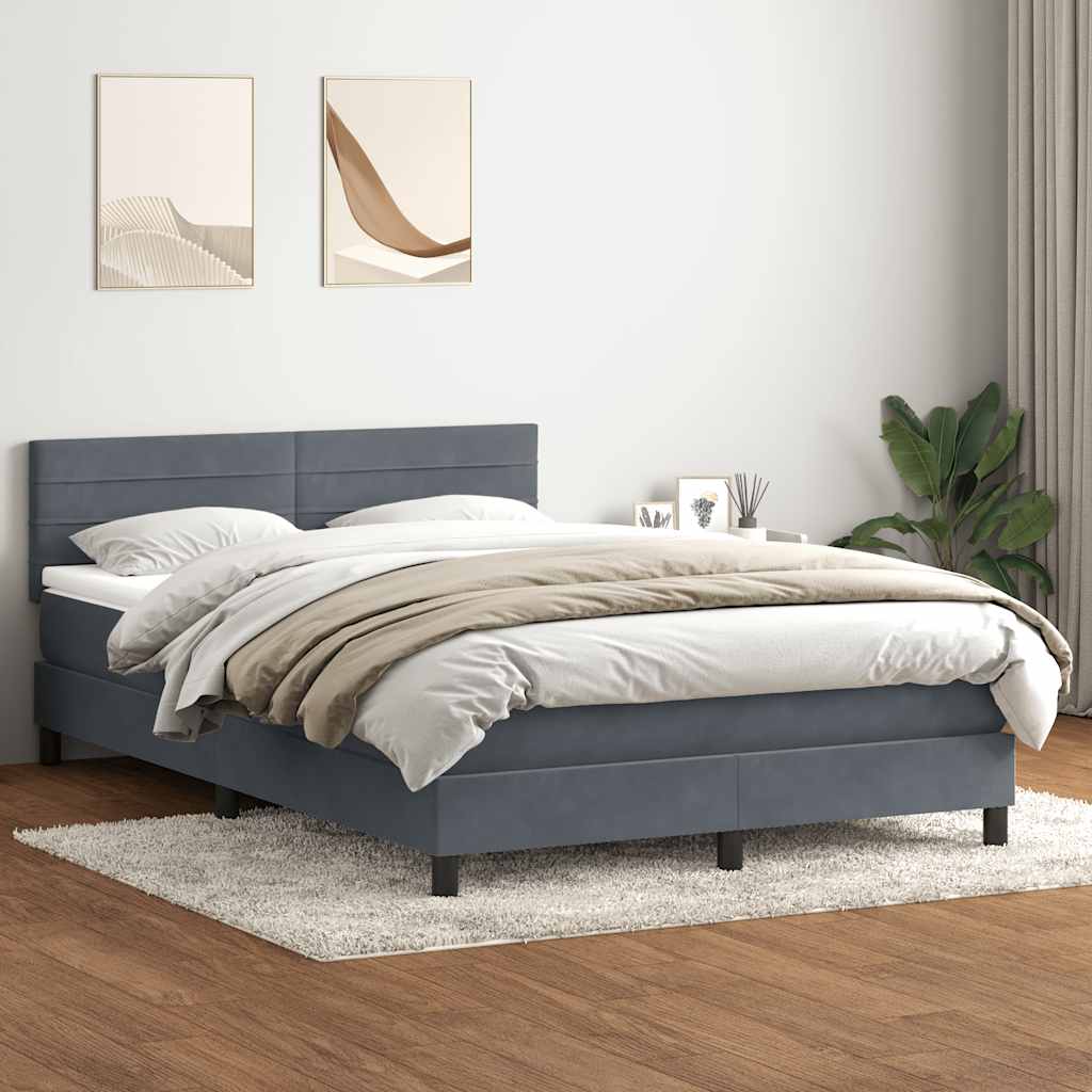 vidaXL Łóżko kontynentalne z materacem, ciemnoszare, 160x210cm aksamit