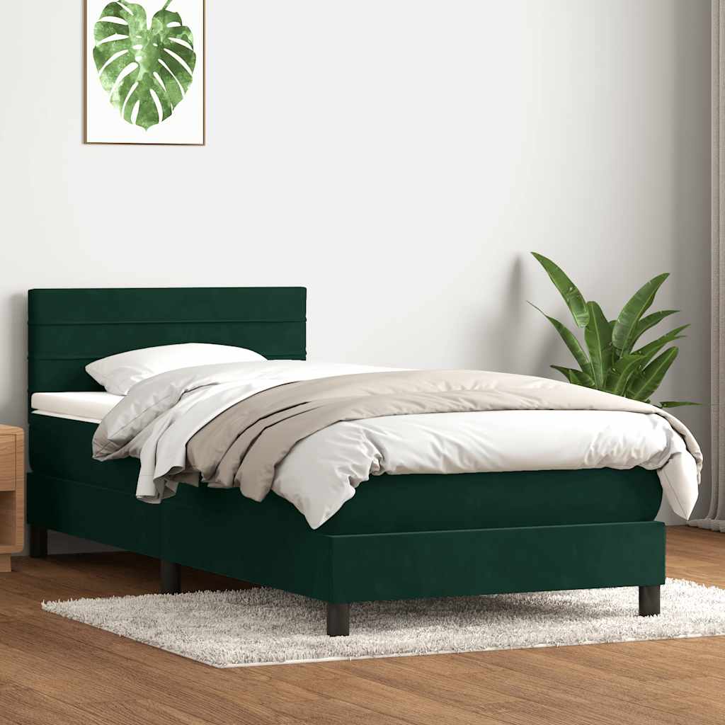 vidaXL Łóżko kontynentalne z materacem ciemnozielony aksamit 80x220 cm