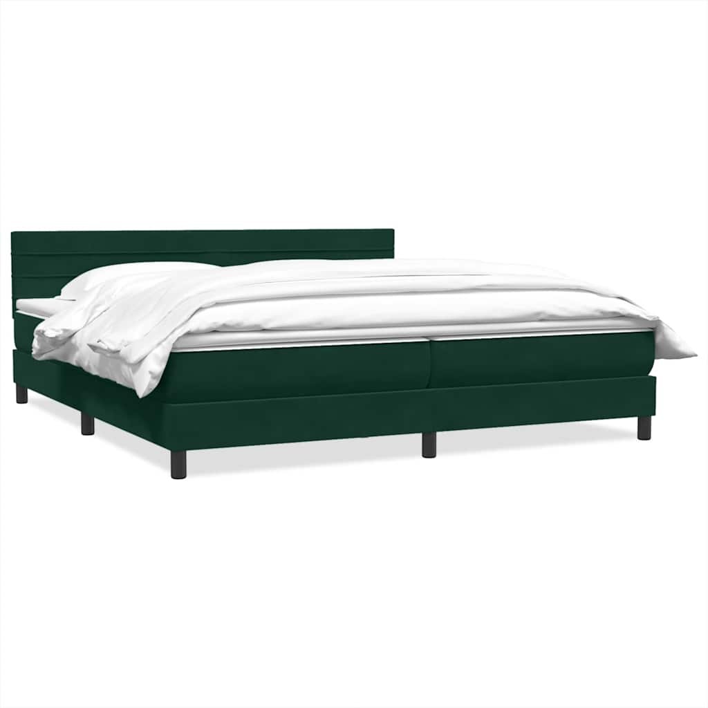 vidaXL Łóżko typu Box Spring z materacem Ciemnozielone 180x220 cm