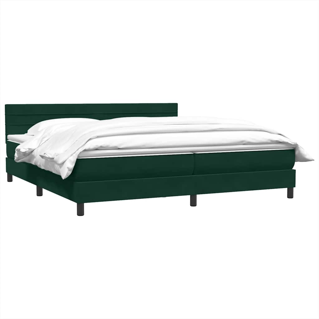vidaXL Łóżko typu Box Spring z materacem Ciemnozielone 180x220 cm
