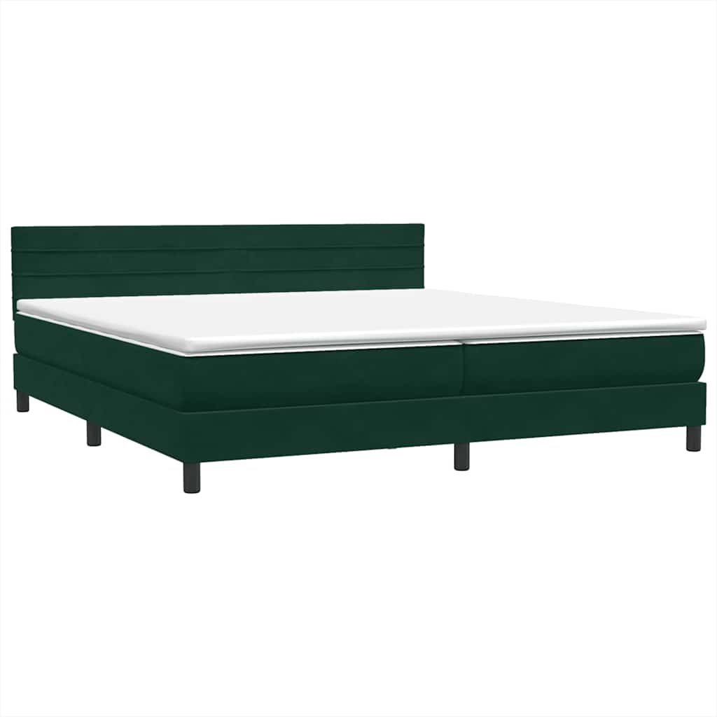 vidaXL Łóżko typu Box Spring z materacem Ciemnozielone 180x220 cm