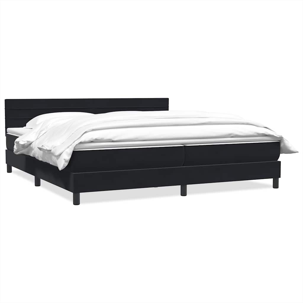 vidaXL Łóżko typu Box Spring z materacem Czarny 200x220 cm Aksamit