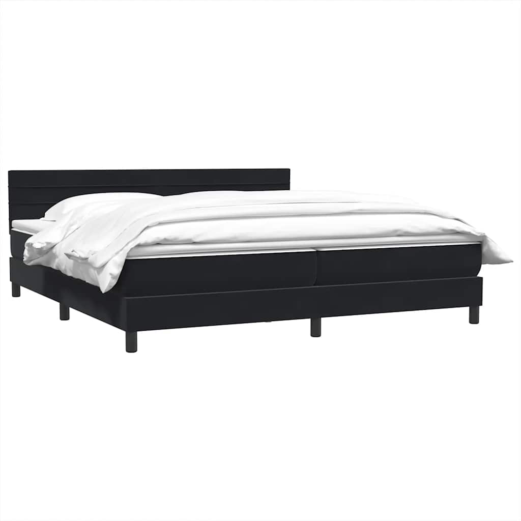 vidaXL Łóżko typu Box Spring z materacem Czarny 200x220 cm Aksamit