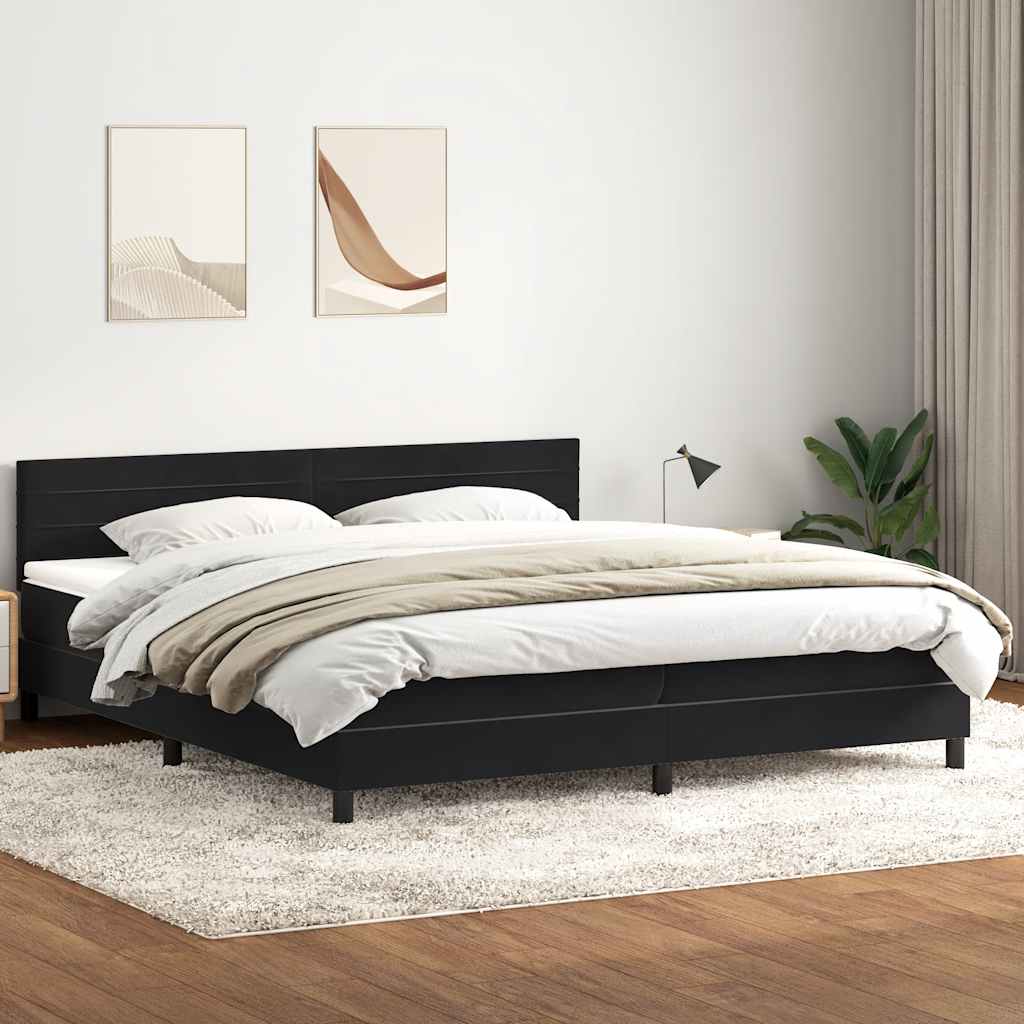 vidaXL Łóżko typu Box Spring z materacem Czarny 200x220 cm Aksamit