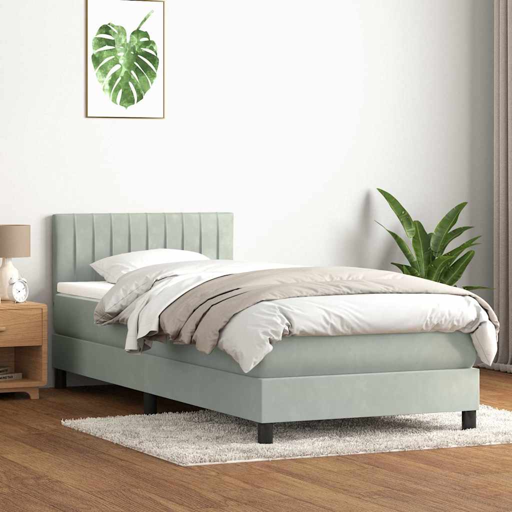 vidaXL Łóżko kontynentalne z materacem, jasnoszary aksamit, 90x210 cm