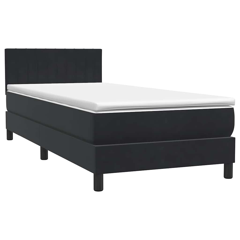 vidaXL Łóżko kontynentalne z materacem, czarne, aksamit 90x210 cm