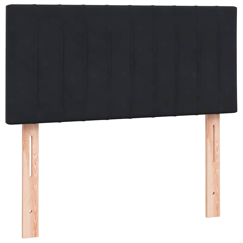 vidaXL Łóżko kontynentalne z materacem, czarne, aksamit 90x210 cm