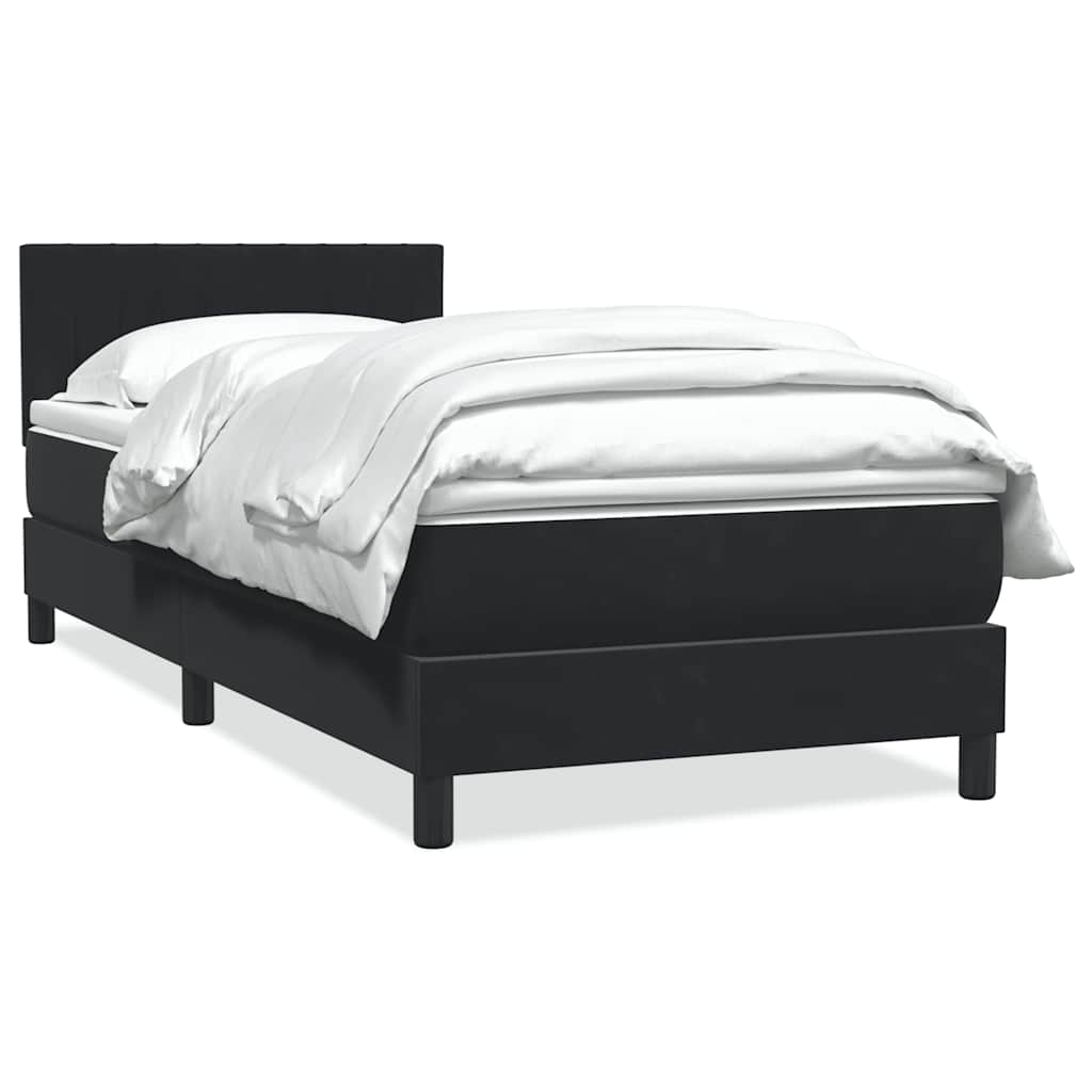 vidaXL Łóżko kontynentalne z materacem, czarne, aksamit 90x210 cm