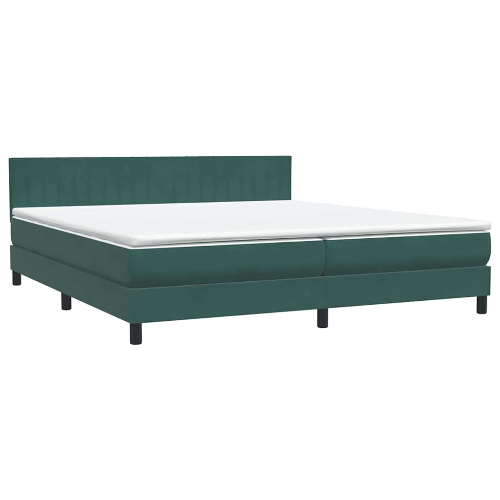 vidaXL Łóżko typu Box Spring z materacem Ciemnozielone 180x220 cm