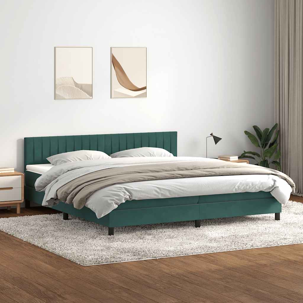 vidaXL Łóżko typu Box Spring z materacem Ciemnozielone 180x220 cm