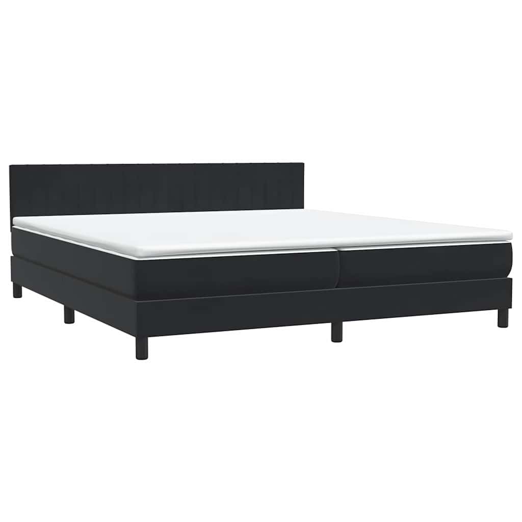 vidaXL Łóżko typu Box Spring z materacem Czarny 200x220 cm Aksamit
