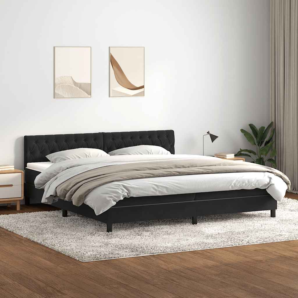 vidaXL Łóżko typu Box Spring z materacem Czarny 200x220 cm Aksamit