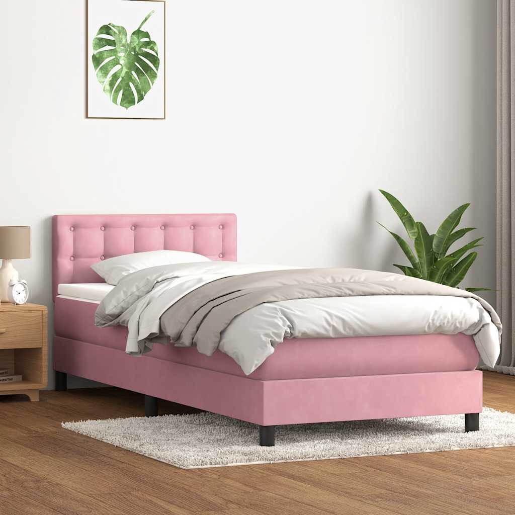 vidaXL Łóżko kontynentalne z materacem, różowe, 80x220 cm