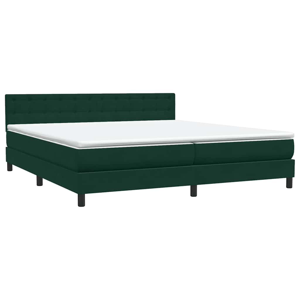 vidaXL Łóżko typu Box Spring z materacem Ciemnozielone 180x220 cm