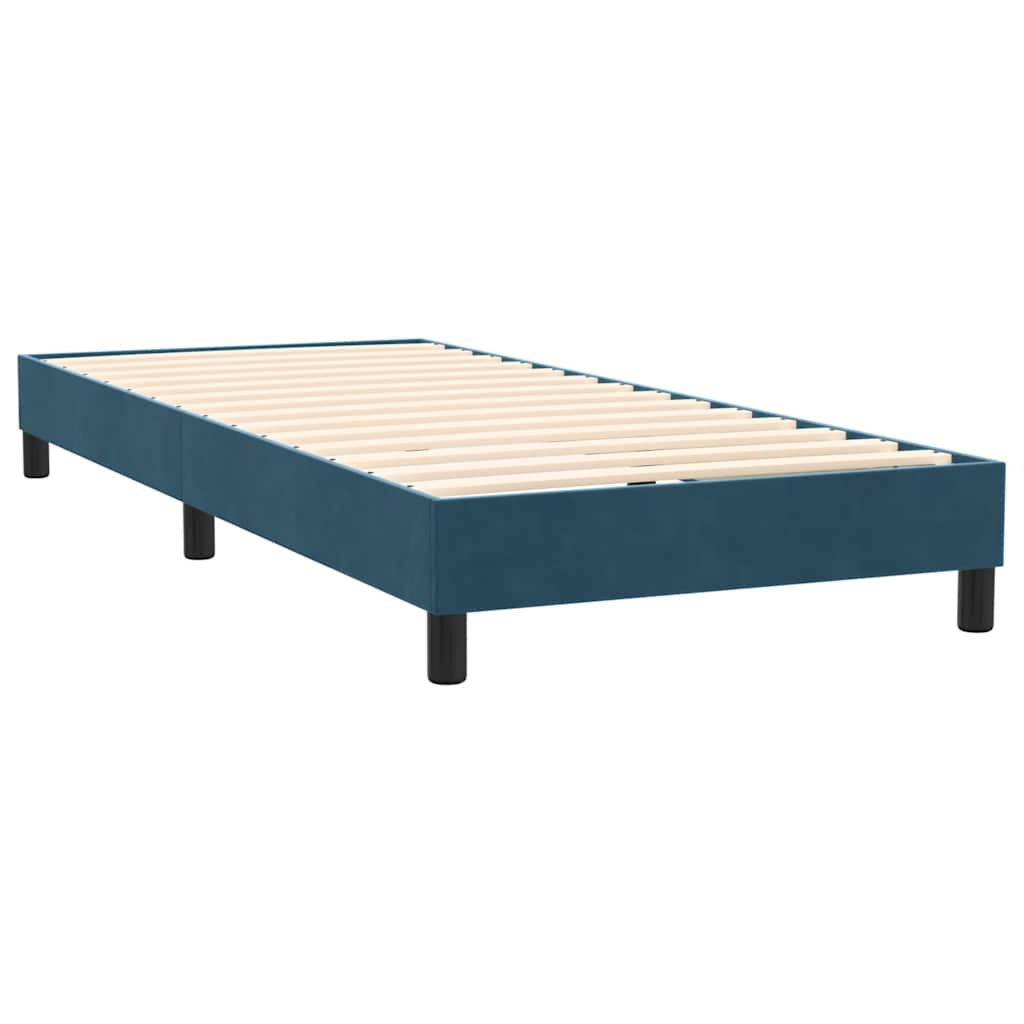 vidaXL Łóżko kontynentalne z materacem i LED, niebieskie, aksamit, 80x210 cm