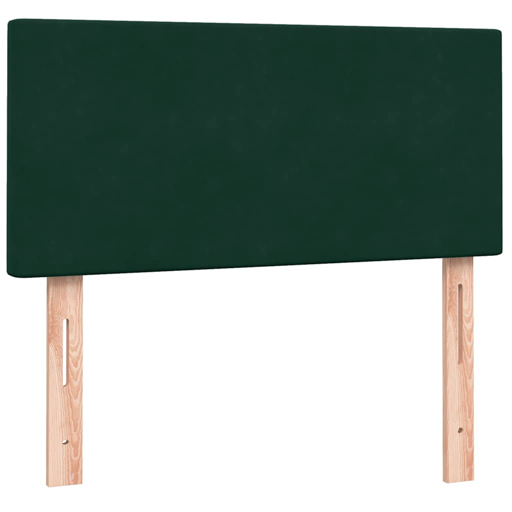 vidaXL Łóżko kontynentalne z materacem i LED ciemnozielony aksamit 80x220 cm