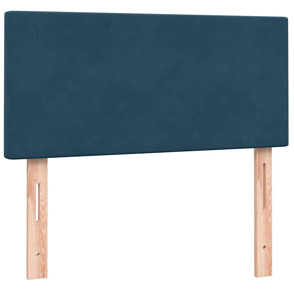 vidaXL Łóżko kontynentalne z materacem i LED, niebieskie, aksamit, 80x220 cm