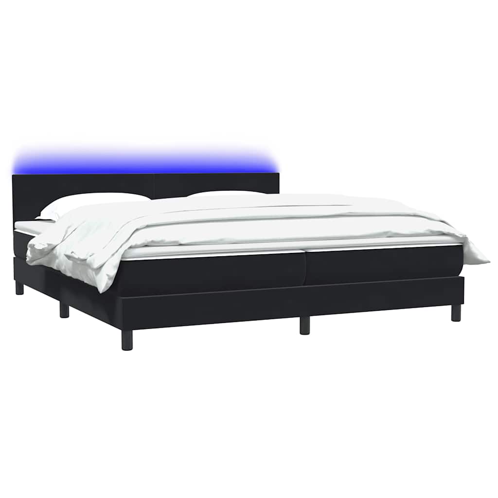 vidaXL Łóżko kontynentalne z materacem i LED Czarny 200x220 cm Aksamit
