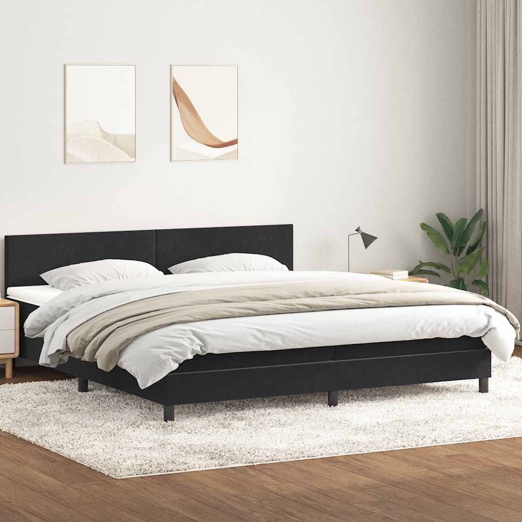 vidaXL Łóżko kontynentalne z materacem i LED Czarny 200x220 cm Aksamit