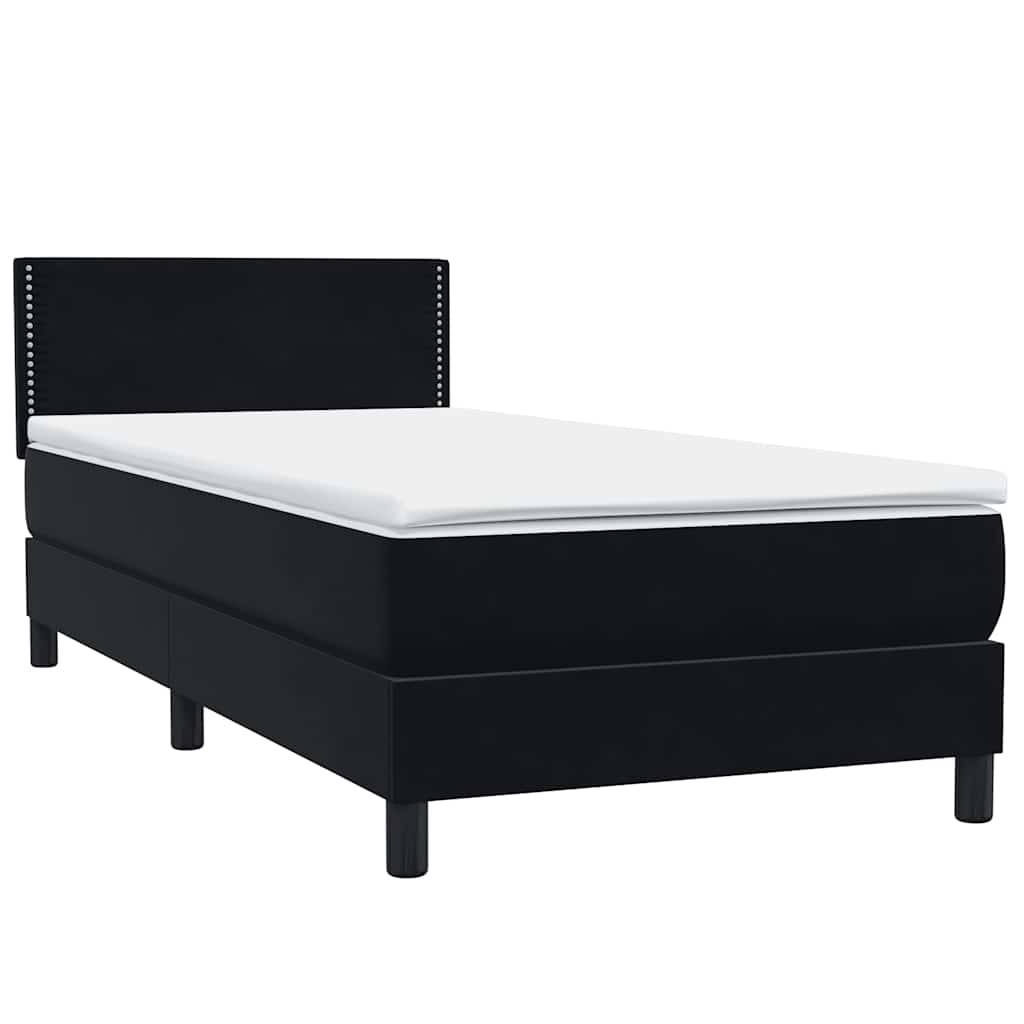 vidaXL Łóżko kontynentalne z materacem i LED, czarne, aksamit 90x210 cm